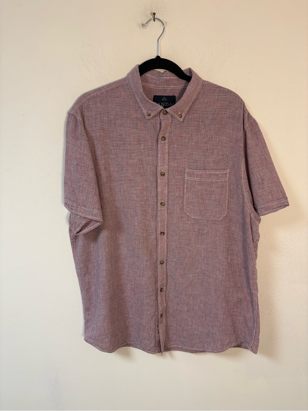 Canda Men's Short-Sleeve Button-Up Shirt Linen Cotton XL